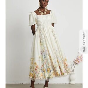 New Miss Rosier XL Floral Midi Dress Coquette Romantic Cottagecore Milk Maid